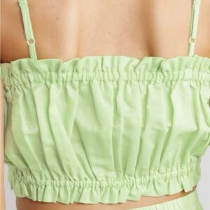 Maison Essentiele Womens Gathered Cami L Aloe Gel Adjustable Cotton Linen Summer